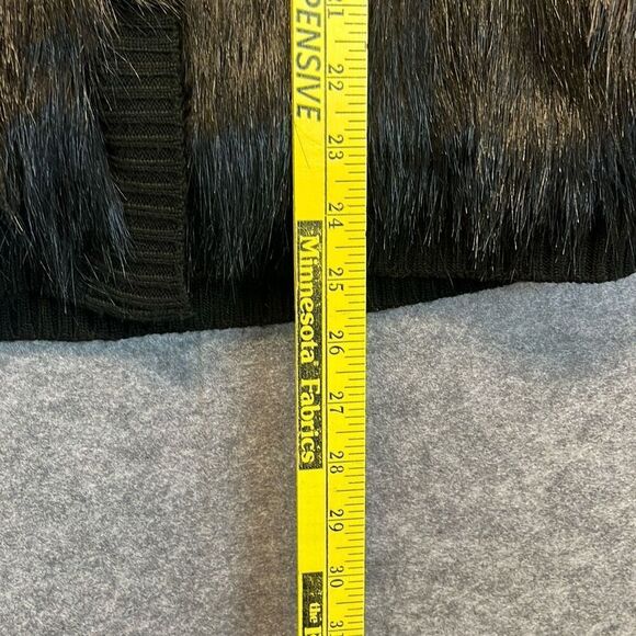 CALVIN KLEIN Women’s Faux Fur Sweater Vest Buckle Front Black Sz Small festival - Picture 9 of 15